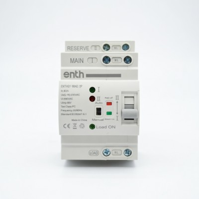 Comutator automat sursa solar-retea / retea-solar / retea-generator (ATS) monofazat, 2P, 63A (ENTHQ1-63/2P) + protectie UVP/OVP