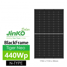 Panou fotovoltaic 440 Wp monocristalin Jinko Solar, JKM440N-54HL4R-V (BlackFrame) (N-TYPE)