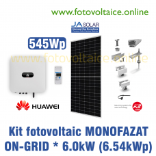 Kit fotovoltaic monofazat ON-GRID 6.54kWp (HUAWEI, JA-Solar 545Wp, K2 Systems)