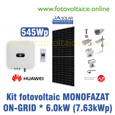 Kit fotovoltaic monofazat ON-GRID 7.63kWp (HUAWEI, JA-Solar 545Wp, K2 Systems)