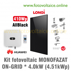 Kit fotovoltaic monofazat ON-GRID 4.51kWp (HUAWEI, LONGi 410Wp, K2 Systems)