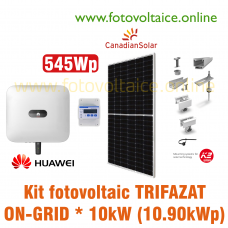 Kit fotovoltaic trifazat ON-GRID 10.90kWp (HUAWEI, CANADIAN Solar 545Wp, K2 Systems)