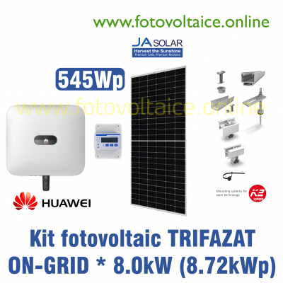 Kit fotovoltaic trifazat ON-GRID 8.72kWp (HUAWEI, JA-Solar 545Wp, K2 Systems)