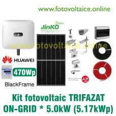 Kit fotovoltaic trifazat ON-GRID 5.17kWp (HUAWEI, JINKO 470Wp, K2 Systems)