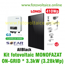 Kit fotovoltaic monofazat ON-GRID 3.28kWp (SOFAR SOLAR, LONGi, K2 Systems)