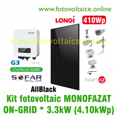 Kit fotovoltaic monofazat ON-GRID 4.10kWp (SOFAR SOLAR, LONGi, K2 Systems)
