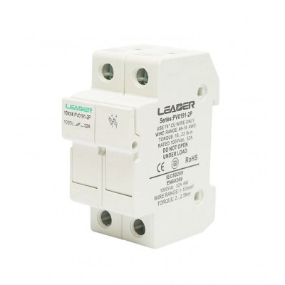 Soclu 2 poli pentru sigurante fuzibile 10x38, 2x32A/1000VDC, PV0191-2P